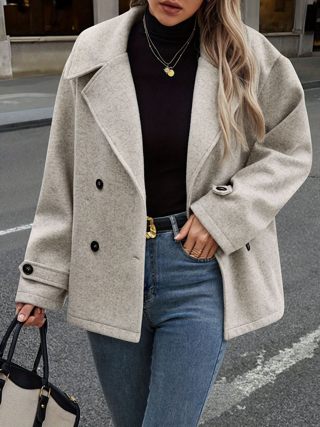 Elise| Stylish Double-Breasted Jacket with Button Details