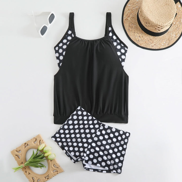 The Serenity Dot Tankini Set – Flattering Coverage & Matching Shorts
