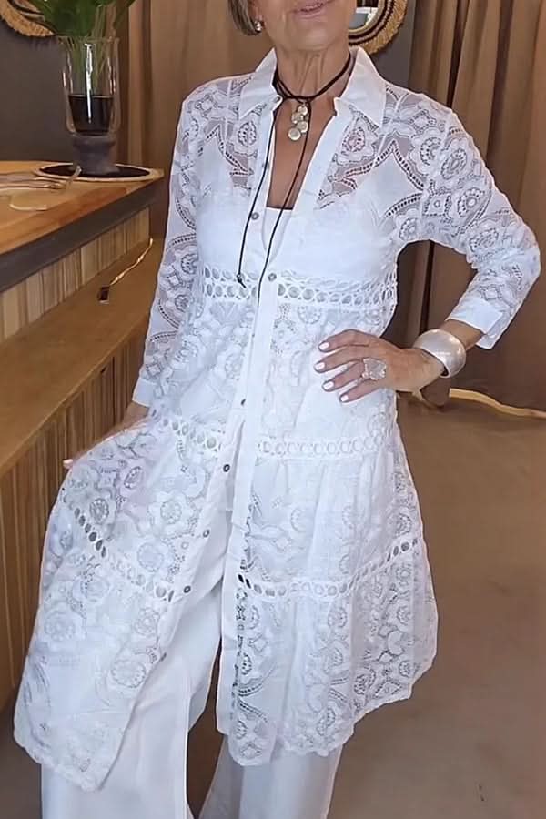 Cassia | Elegant Lace Button Shirt – Timeless Elegance, Everyday Comfort